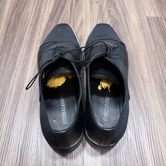 Nicholas Kirkwood Italian Mixed-Media Derby Shoes Black 41.5 - Picture 3 of 9
